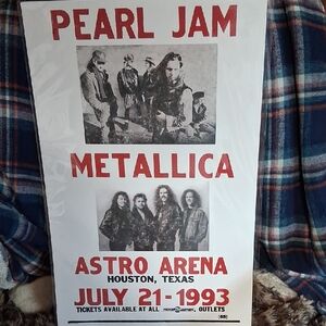 Pearl Jam and Metallica Concert Poster - Red and Black